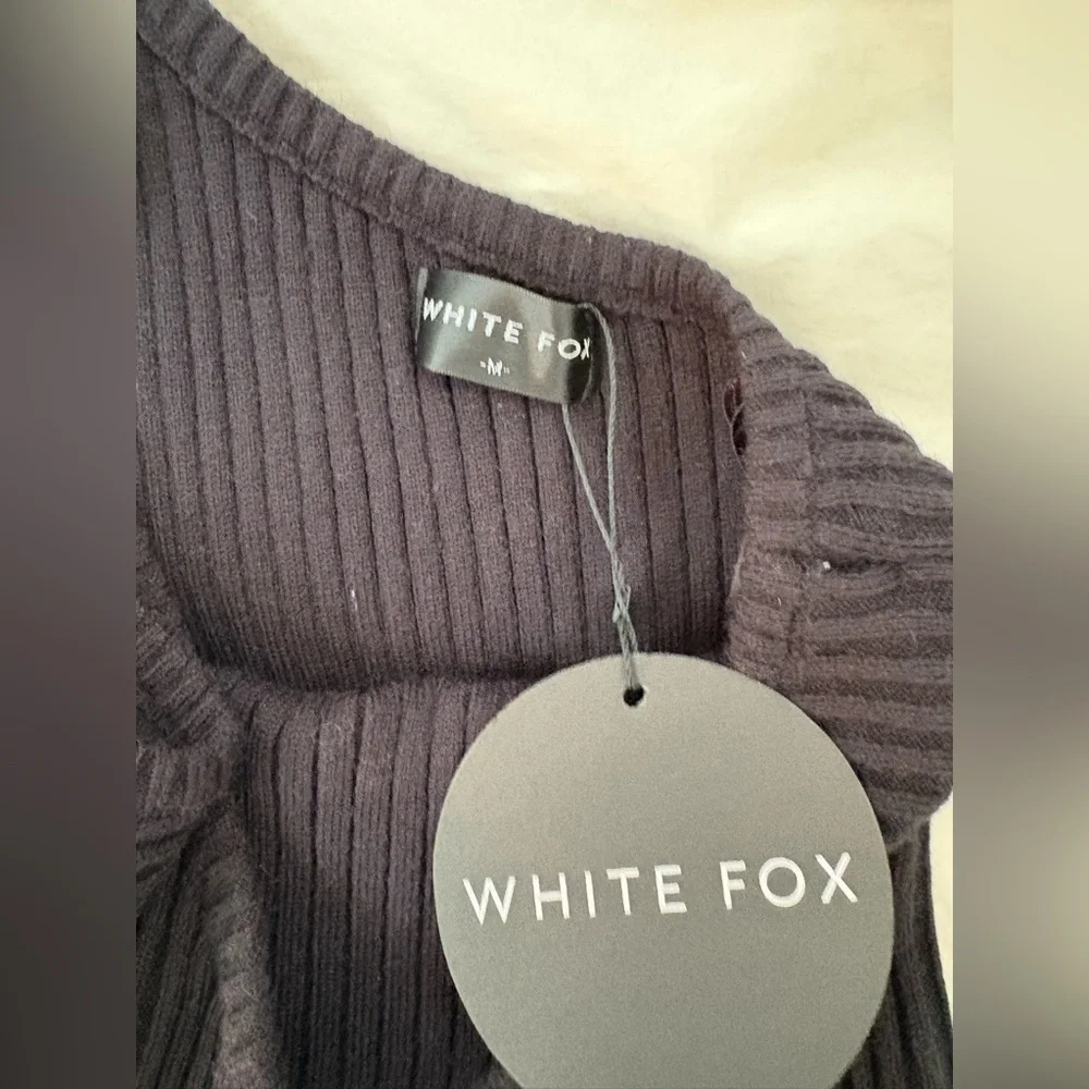 White Fox Black One-Shoulder Ribbed Mini Dress - Picture 5 of 6